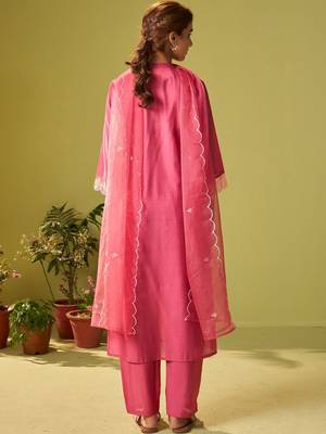 Women Ethnic Motifs Embroidered Regular Thread Work Kurta with Trousers & With Dupatta 2