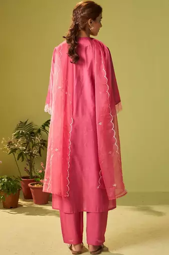 Women Ethnic Motifs Embroidered Regular Thread Work Kurta with Trousers & With Dupatta