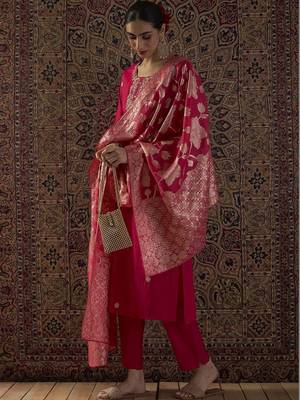 Women Ethnic Motifs Embroidered Regular Thread Work Kurta with Trousers & With Dupatta 1
