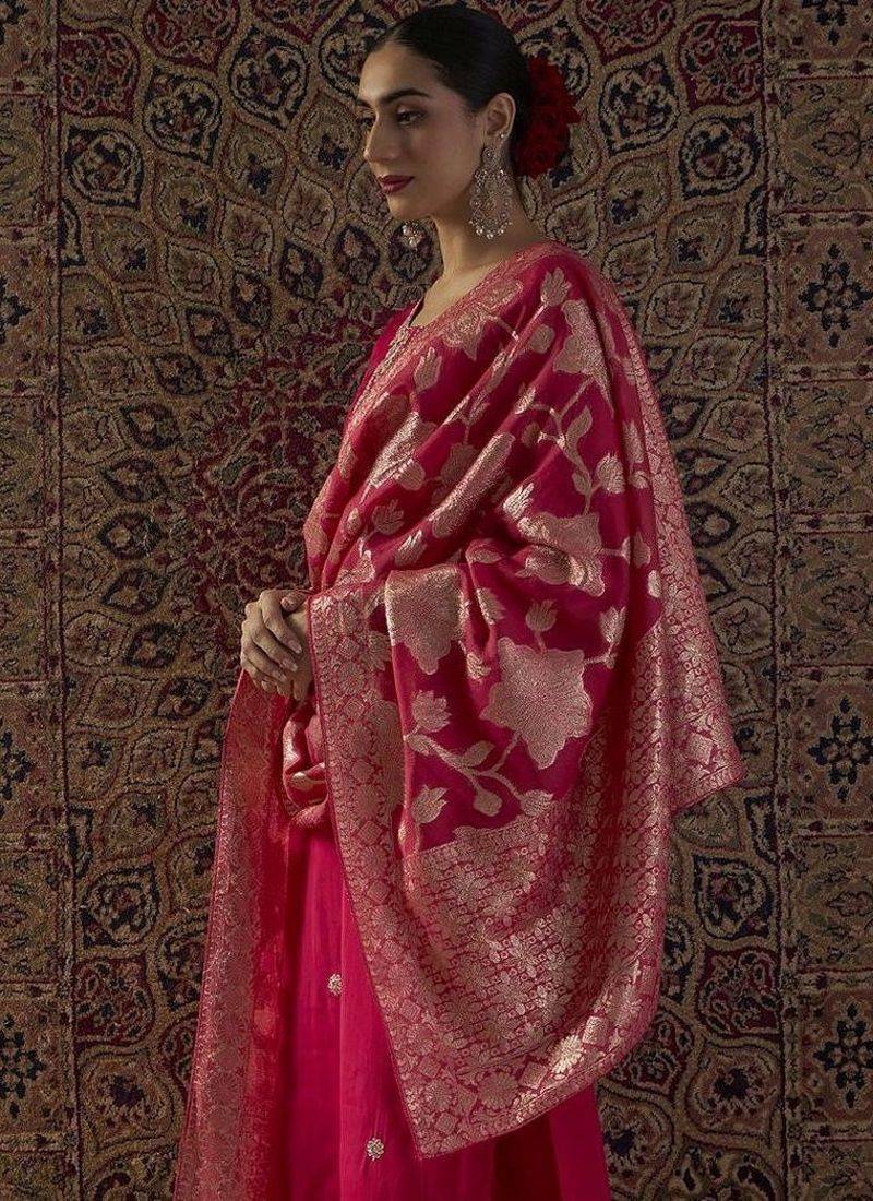Women Ethnic Motifs Embroidered Regular Thread Work Kurta with Trousers & With Dupatta