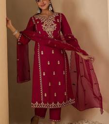 Women Ethnic Motifs Embroidered Regular Thread Work Kurta with Trousers & With Dupatta