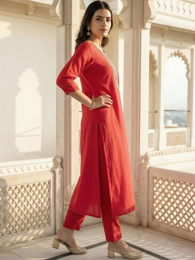 Women Ethnic Motifs Embroidered Regular Thread Work Kurta with Trousers & With Dupatta