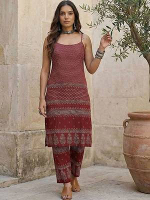 Women Ethnic Motifs Printed Regular Pure Cotton Kurta with Trousers 1