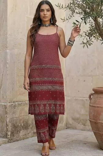 Women Ethnic Motifs Printed Regular Pure Cotton Kurta with Trousers