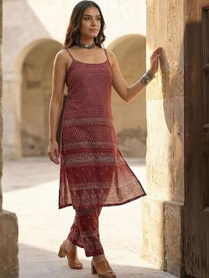Women Ethnic Motifs Printed Regular Pure Cotton Kurta with Trousers 2