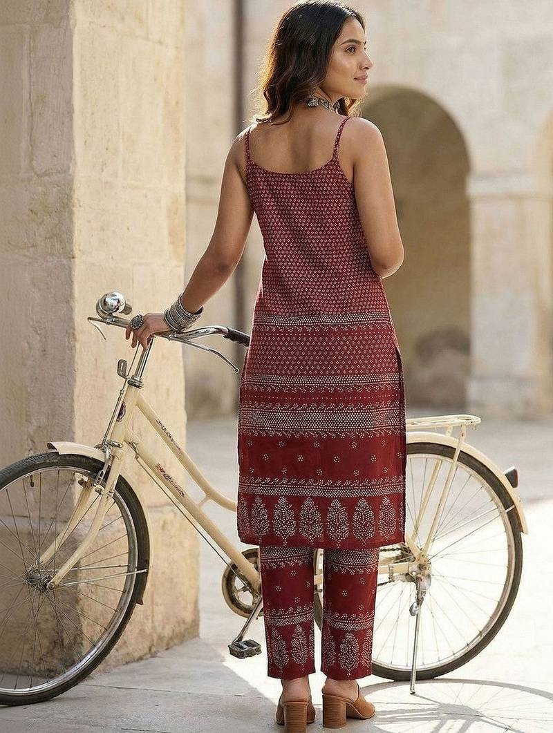 Women Ethnic Motifs Printed Regular Pure Cotton Kurta with Trousers