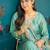 Women Floral Yoke Design Pleated Thread Work Kurta with Trousers & With Dupatta
