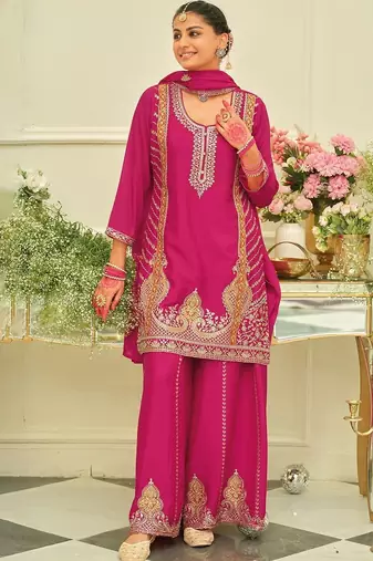 Women Ethnic Motifs Embroidered Regular Kurta with Palazzos & With Dupatta