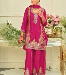 Women Ethnic Motifs Embroidered Regular Kurta with Palazzos & With Dupatta