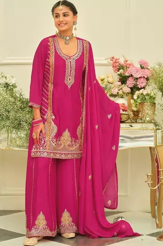 Women Ethnic Motifs Embroidered Regular Kurta with Palazzos & With Dupatta