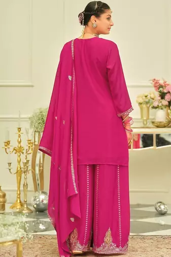 Women Ethnic Motifs Embroidered Regular Kurta with Palazzos & With Dupatta