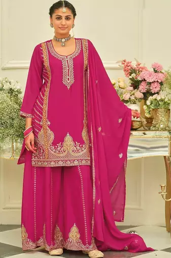 Women Ethnic Motifs Embroidered Regular Kurta with Palazzos & With Dupatta