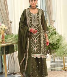 Women Ethnic Motifs Embroidered Regular Thread Work Kurta with Palazzos & With Dupatta