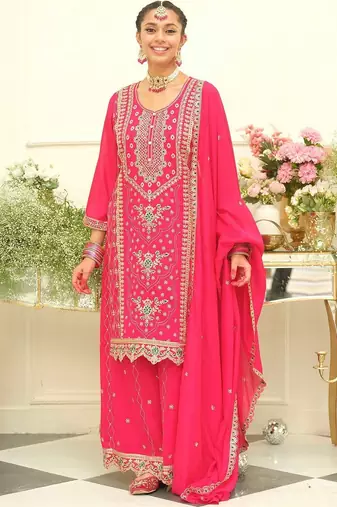 Women Ethnic Motifs Embroidered Regular Kurta with Palazzos & With Dupatta