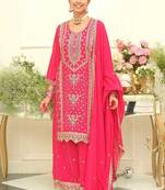Women Ethnic Motifs Embroidered Regular Kurta with Palazzos & With Dupatta
