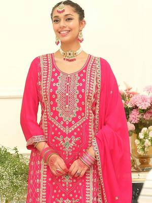 Women Ethnic Motifs Embroidered Regular Kurta with Palazzos & With Dupatta 2