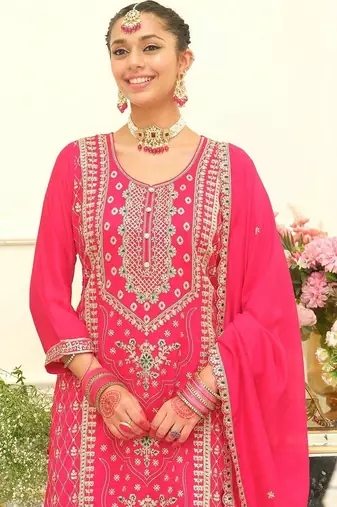 Women Ethnic Motifs Embroidered Regular Kurta with Palazzos & With Dupatta
