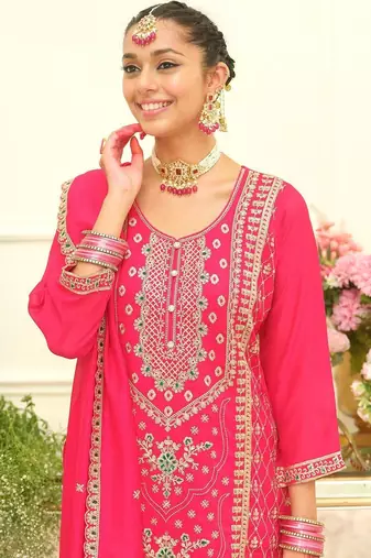 Women Ethnic Motifs Embroidered Regular Kurta with Palazzos & With Dupatta