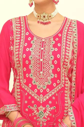 Women Ethnic Motifs Embroidered Regular Kurta with Palazzos & With Dupatta