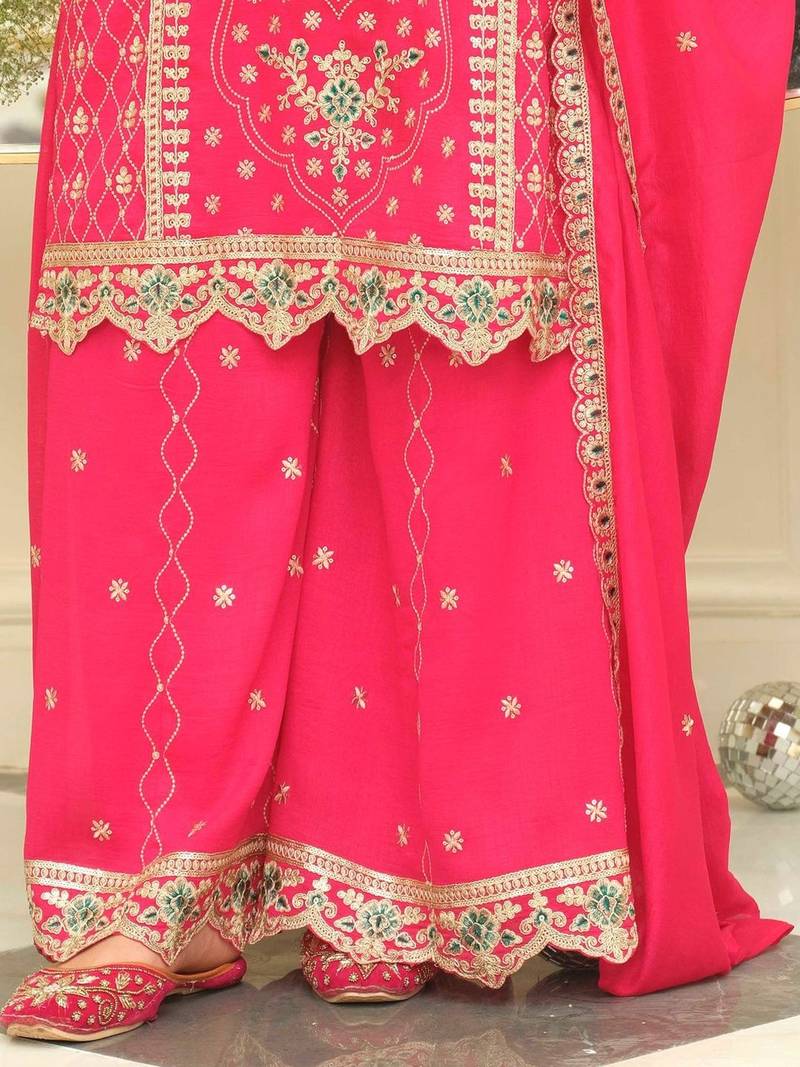 Women Ethnic Motifs Embroidered Regular Kurta with Palazzos & With Dupatta
