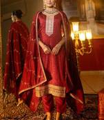 Women Ethnic Motifs Embroidered Regular Thread Work Kurta with Trousers & With Dupatta