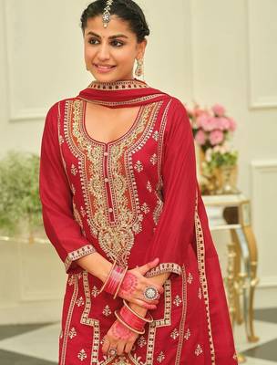 Women Ethnic Motifs Embroidered Regular Thread Work Kurta with Palazzos & With Dupatta 2