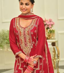 Women Ethnic Motifs Embroidered Regular Thread Work Kurta with Palazzos & With Dupatta