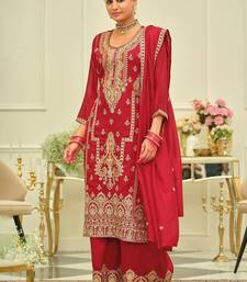 Women Ethnic Motifs Embroidered Regular Thread Work Kurta with Palazzos & With Dupatta