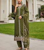 Women Ethnic Motifs Embroidered Regular Thread Work Kurta with Trousers & With Dupatta