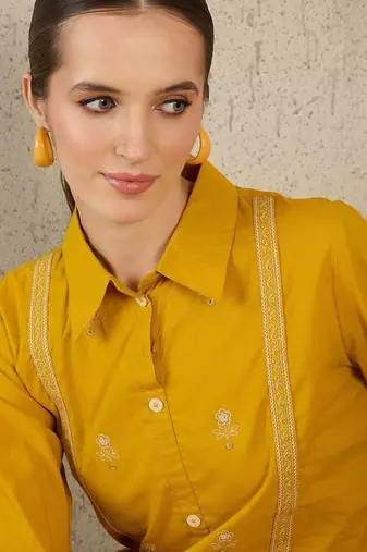 Women Ethnic Motifs Embroidered Regular Thread Work Pure Cotton Kurta with Trousers