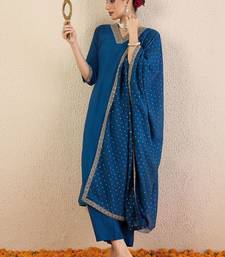 Women Ethnic Motifs Regular Sequinned Kurta with Trousers & With Dupatta