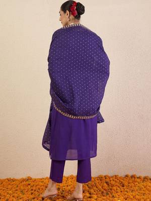 Women Ethnic Motifs Regular Kurta with Trousers & With Dupatta 3