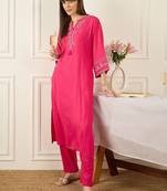 Women Ethnic Motifs Embroidered Regular Thread Work Kurta with Trousers