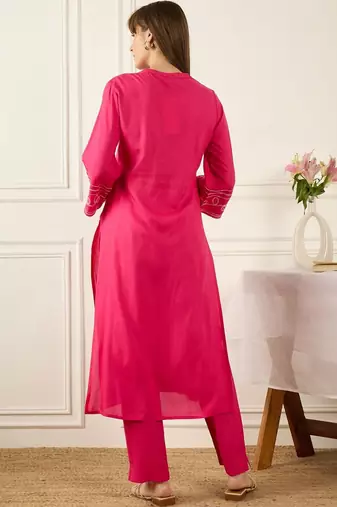 Women Ethnic Motifs Embroidered Regular Thread Work Kurta with Trousers