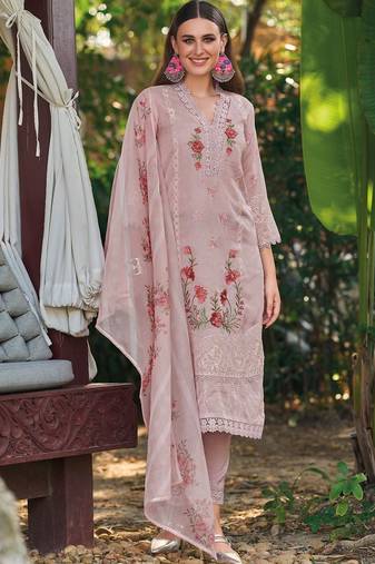 Women Floral Embroidered Regular Thread Work Kurta with Trousers & With Dupatta
