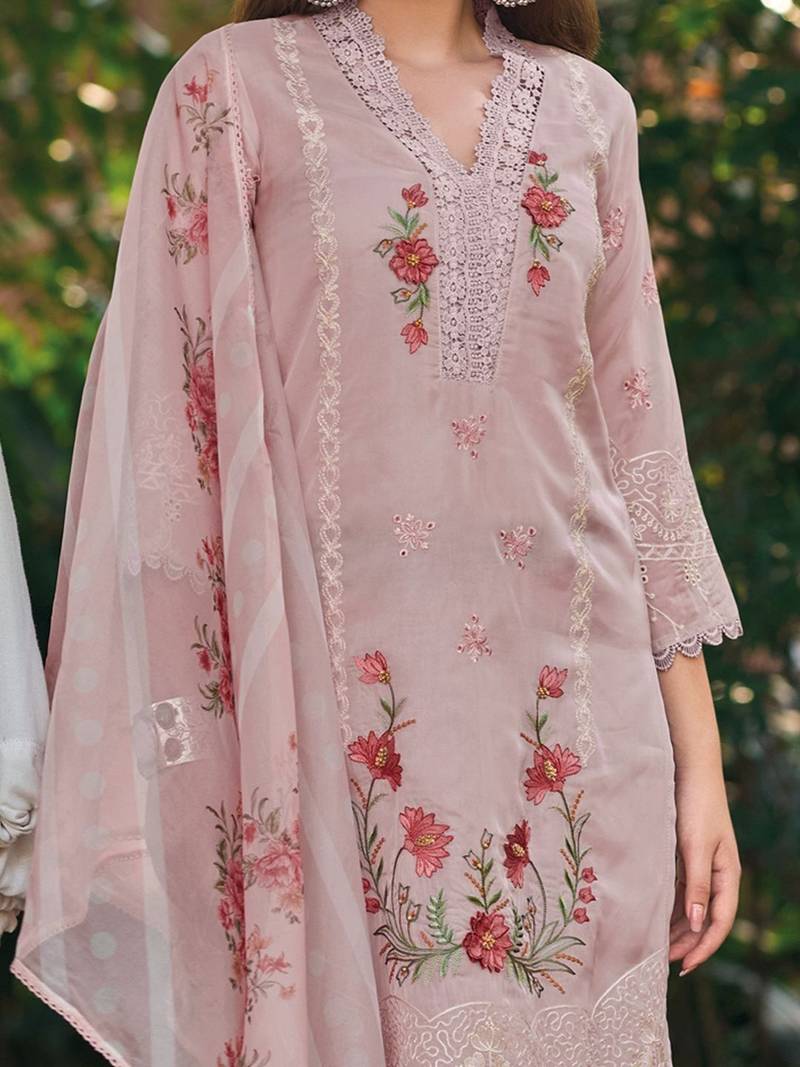 Women Floral Embroidered Regular Thread Work Kurta with Trousers & With Dupatta