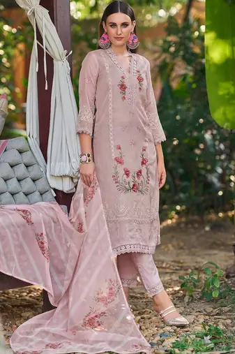 Women Floral Embroidered Regular Thread Work Kurta with Trousers & With Dupatta