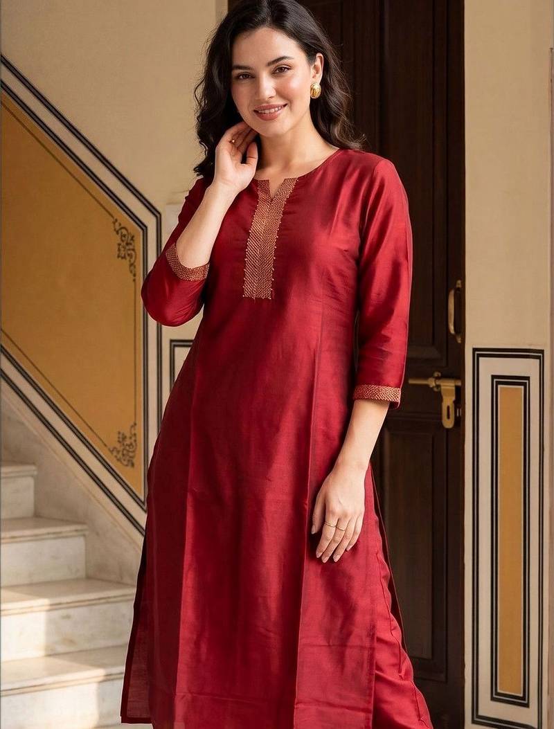 Women Ethnic Motifs Embroidered Regular Thread Work Kurta with Trousers