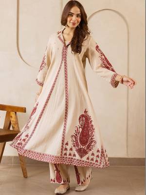 Women Ethnic Motifs Printed Regular Pure Cotton Kurta with Trousers 1