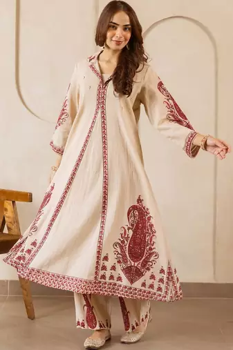 Women Ethnic Motifs Printed Regular Pure Cotton Kurta with Trousers
