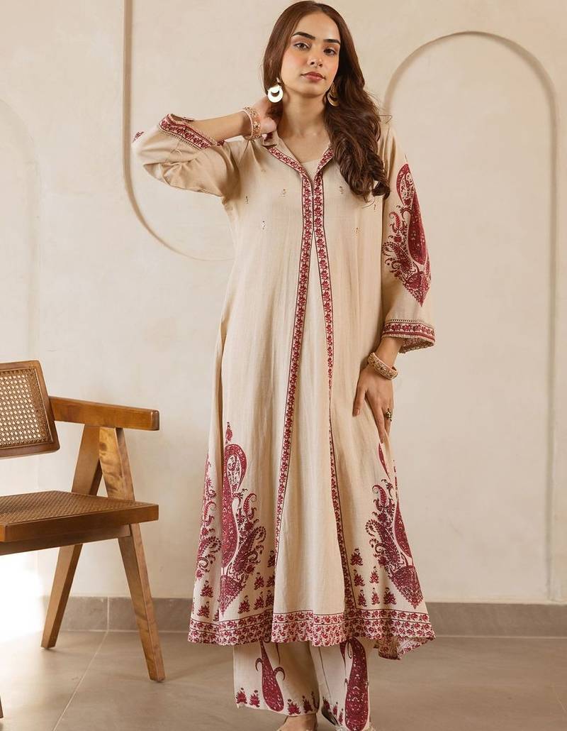 Women Ethnic Motifs Printed Regular Pure Cotton Kurta with Trousers