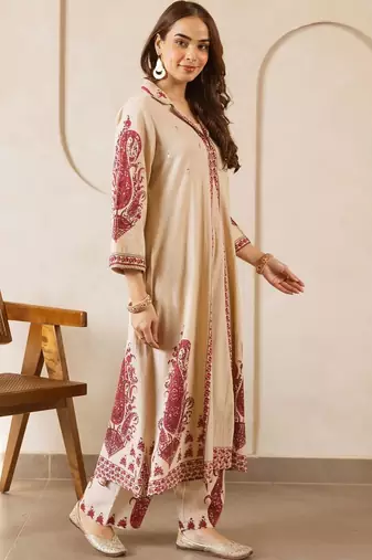 Women Ethnic Motifs Printed Regular Pure Cotton Kurta with Trousers