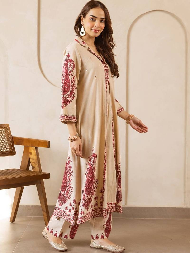 Women Ethnic Motifs Printed Regular Pure Cotton Kurta with Trousers