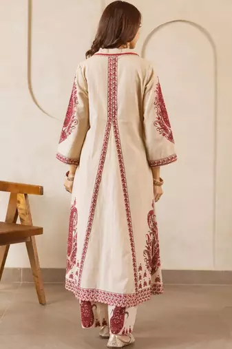 Women Ethnic Motifs Printed Regular Pure Cotton Kurta with Trousers