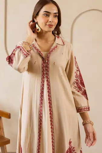 Women Ethnic Motifs Printed Regular Pure Cotton Kurta with Trousers