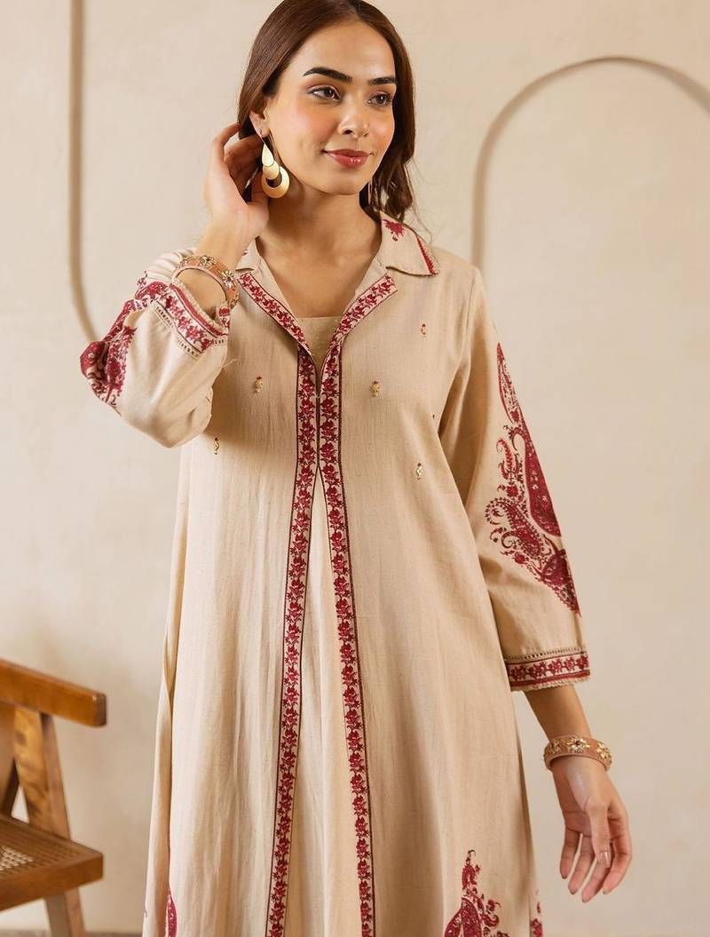 Women Ethnic Motifs Printed Regular Pure Cotton Kurta with Trousers