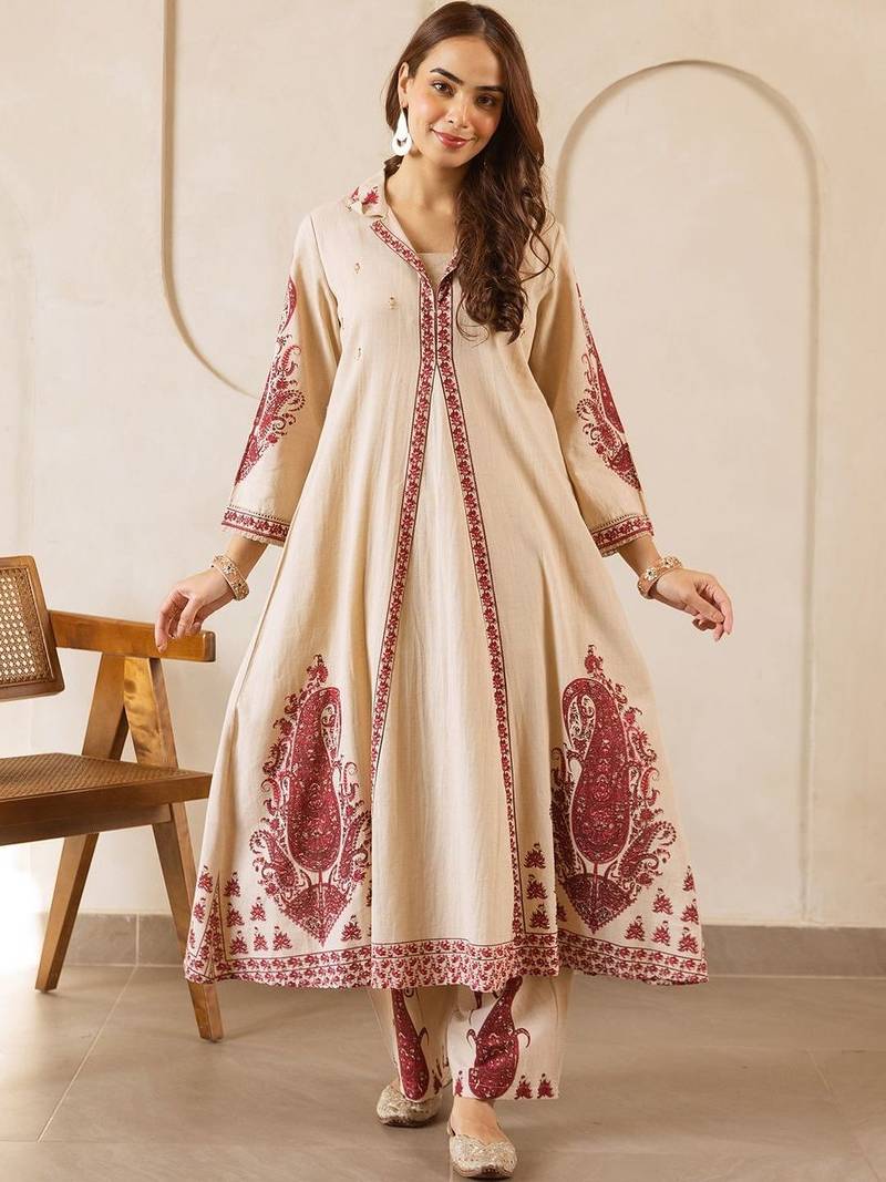 Women Ethnic Motifs Printed Regular Pure Cotton Kurta with Trousers