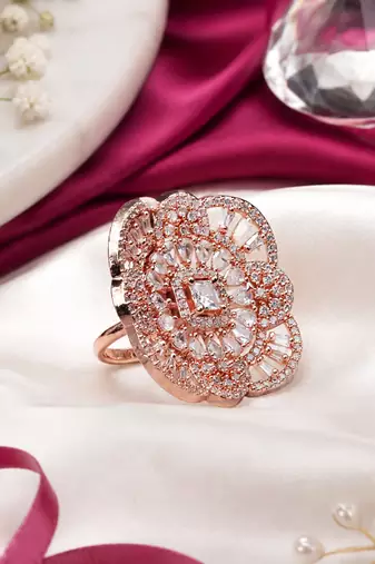 Rose Royale Crystal Bloom Adjustable Ring