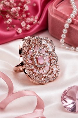 Blush royale floral cocktail adjustable ring 1