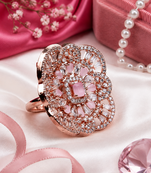 Blush royale floral cocktail adjustable ring
